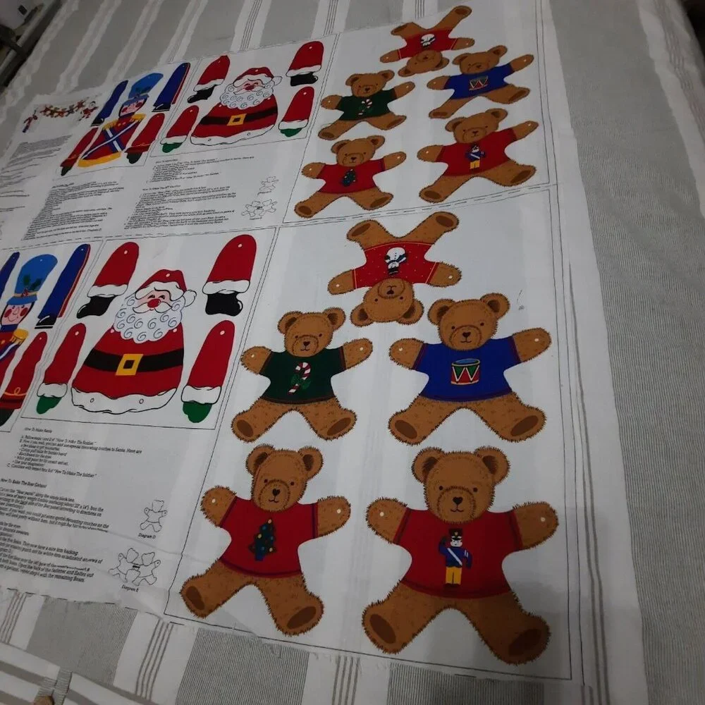 Fabric Double Panel Kid Craft Bear Santa Toy Soldier Garland Christmas New